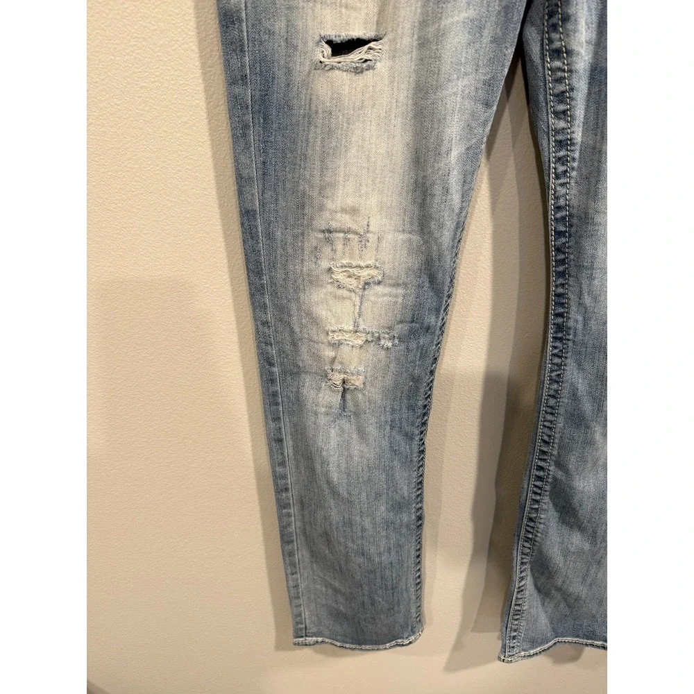 Salvage Mayhem Straight Jeans Men's 31L Blue Denim Stretch Distressed 5‎ Pocket